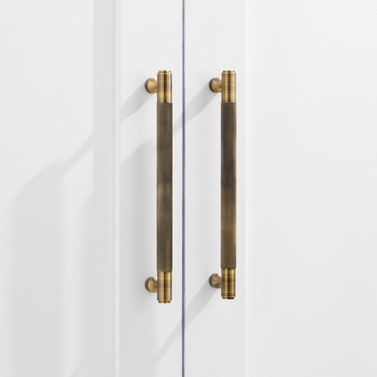 Brass Knurled Cabinet Handles in Antique