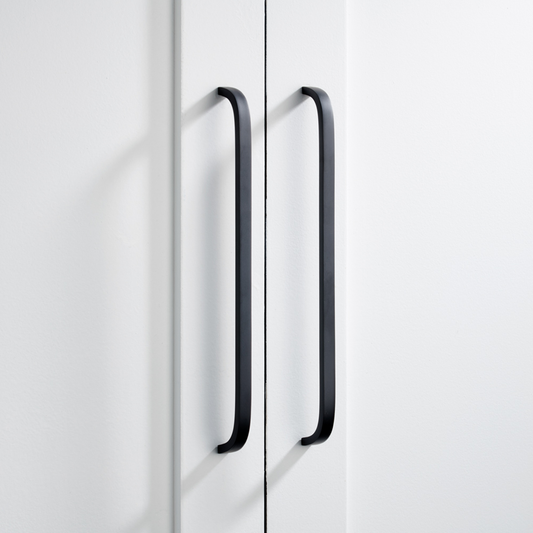 Brass Curved Cabinet Handles in Black