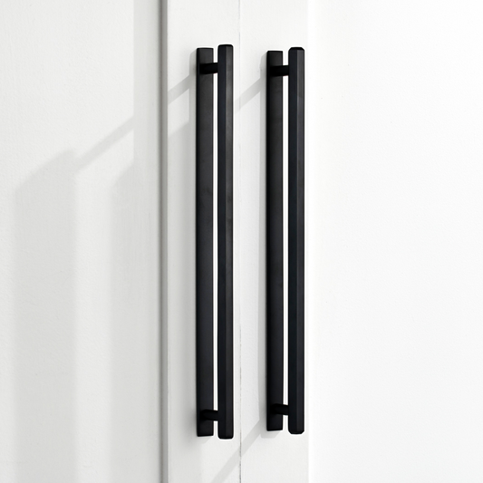 Brass Hexagonal Cabinet Handles With Backplate in Black