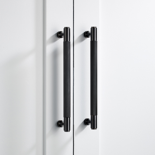 Brass Knurled Cabinet Handles in Black