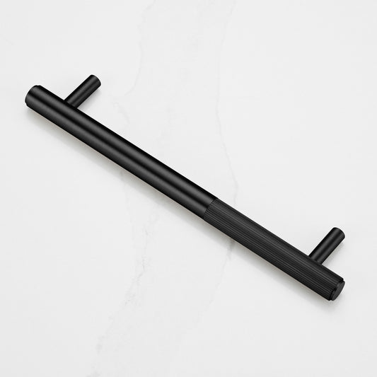 Black Brass Linear Cabinet Handle with Tip in Black