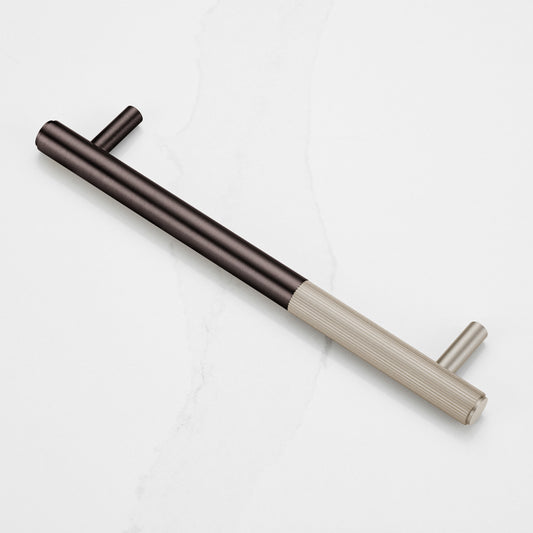 Bronze Brass Linear Cabinet Handle with Tip in Silver