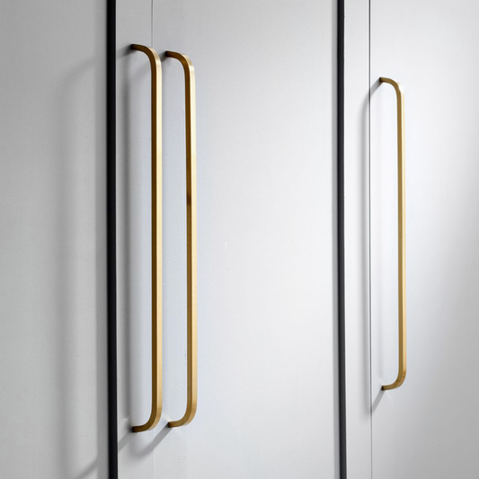 Brass Curved Cabinet Handles in Gold