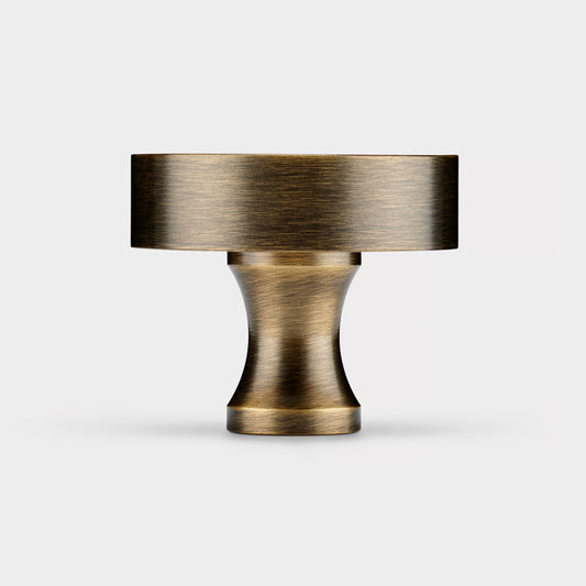 Brass & Black Terrazzo Round Door Knobs in Antique