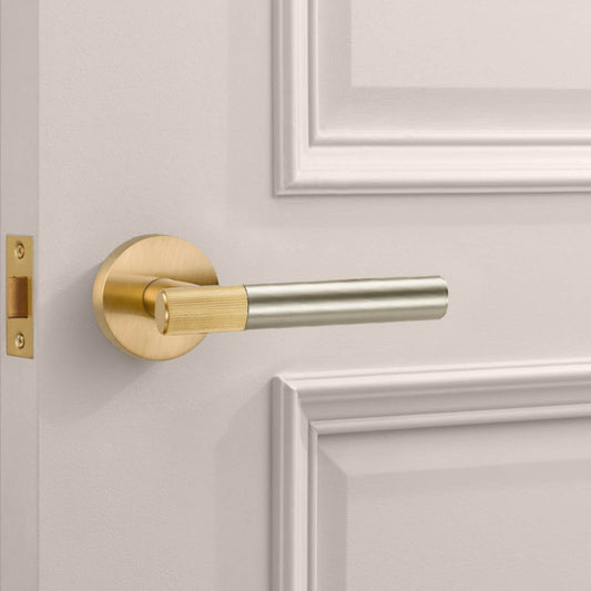 Gold Linear Lever Handle with Tip in Silver