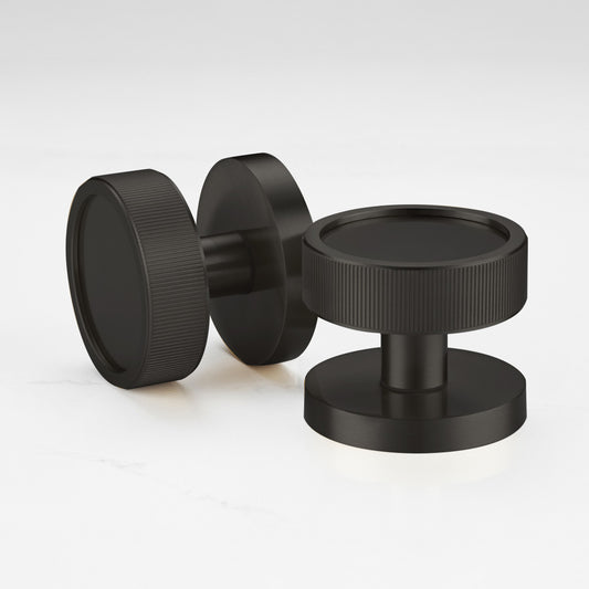 Black Linear Mortice Door Knob Pair