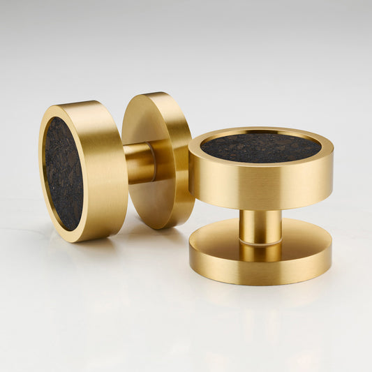Brass & Terrazzo Mortice Door Knobs in Gold