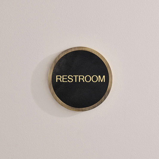 Personalised Name Brass & Leather Door Plaque in Antique Gold