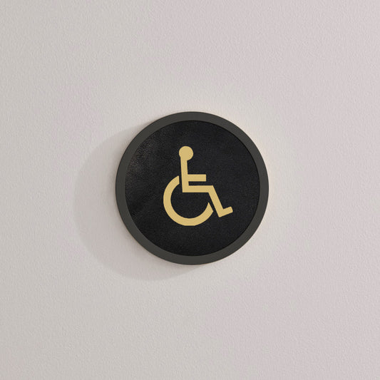 Brass & Leather Symbol Door Plaque in Black