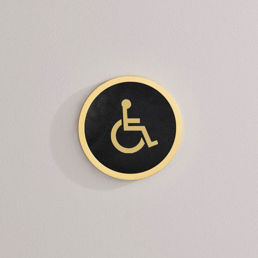 Brass & Leather Symbol Door Plaque in Gold