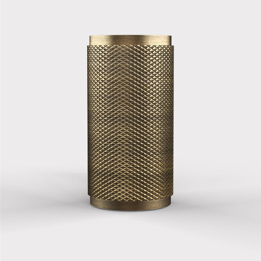 Brass Knurled Cylinder Pulls in Antique