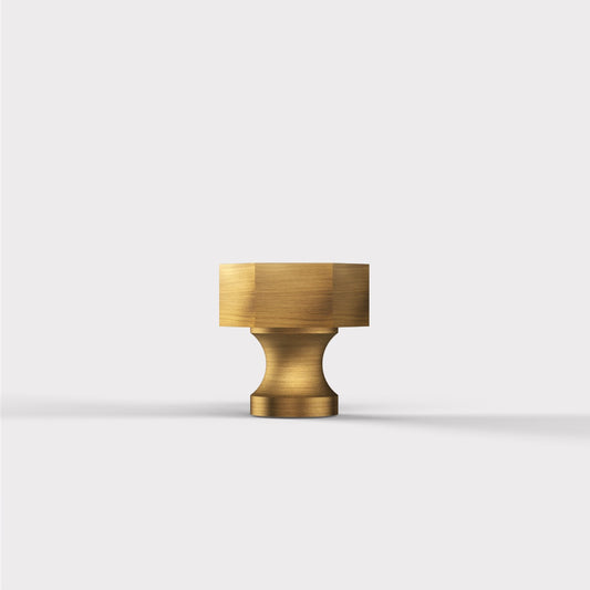 Small Solid Brass Hexagonal Door Knobs in Antique