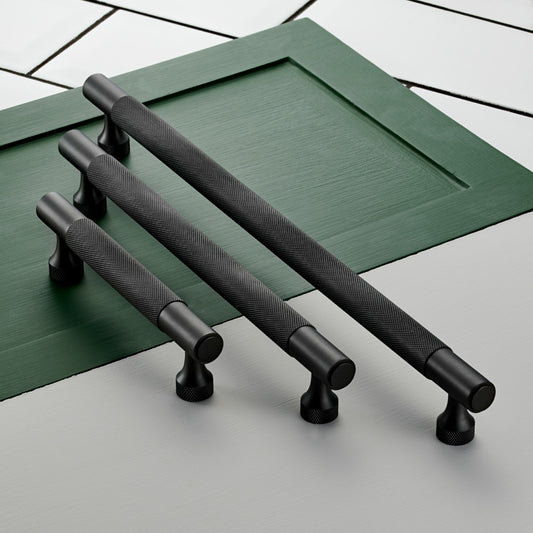 Brass Knurled Cabinet Handles in Gunmetal Grey - 320mm