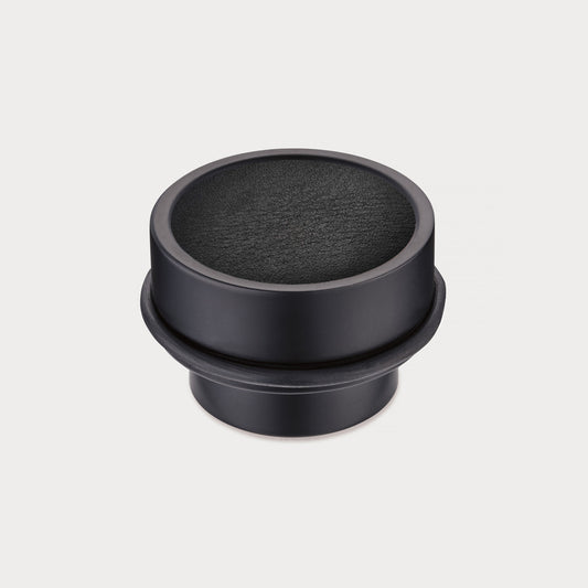 Brass & Black Leather Mounted Door Stops in Black