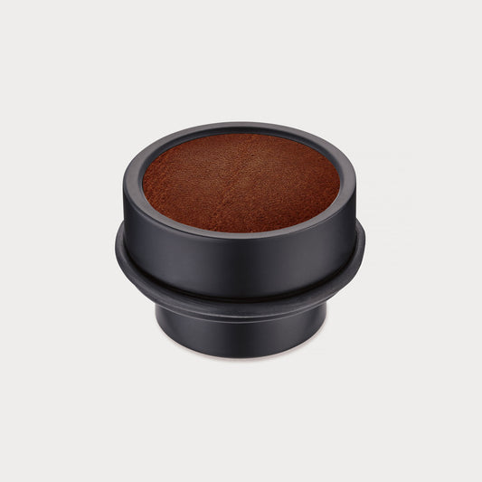 Brass & Brown Leather Mounted Door Stops in Black