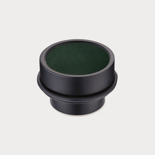 Brass & Green Leather Mounted Door Stops in Black