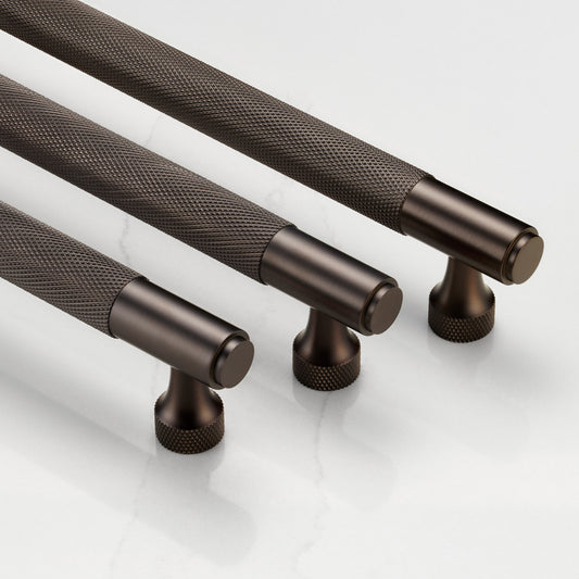 Brass Knurled Cabinet Handles in Bronze