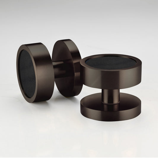 Brass & Leather Mortice Door Knobs in Bronze