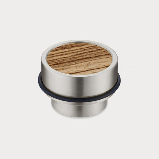 Brass & Zebrano Wood Floor Mounted Door Stops in Silver