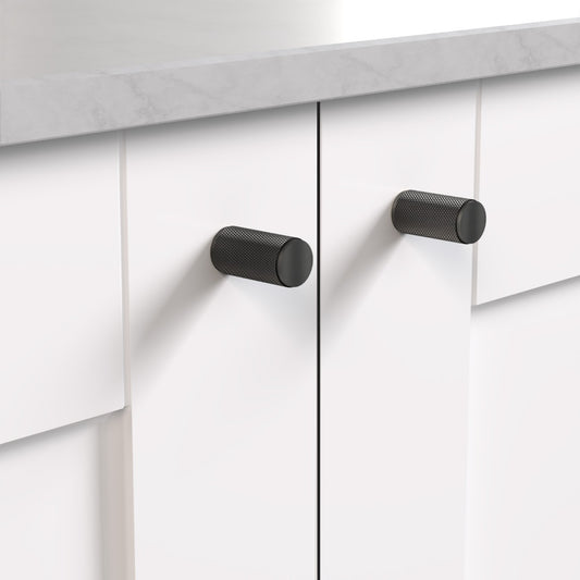 Brass Knurled Cylinder Pulls in Gunmetal