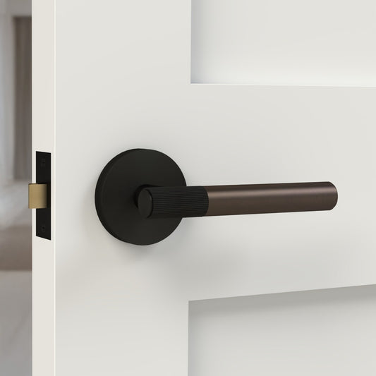 Brass Linear Lever Handle in Bronze and Black