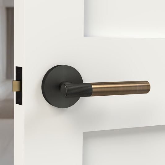 Brass Linear Lever Handle in Antique and Black