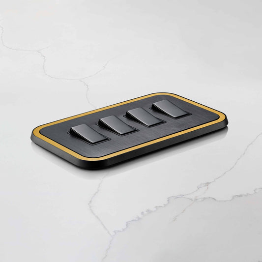 4G Rocker Light Switch (20A) in Black & Gold