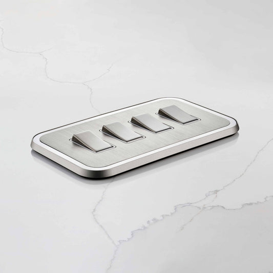 4G Rocker Light Switch (20A) in Silver & White Gloss