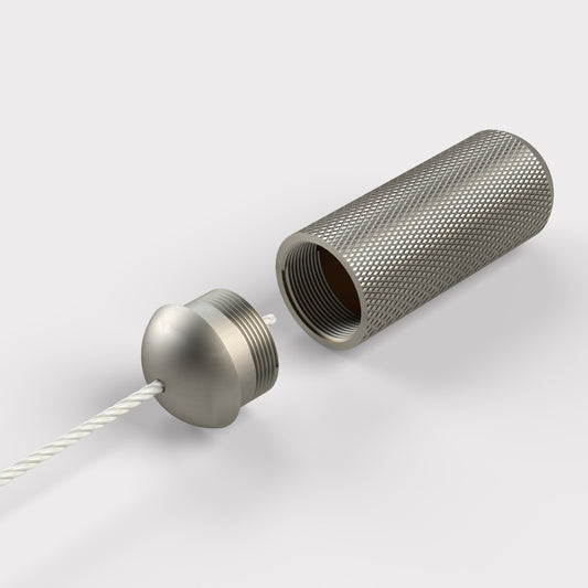 Brass Knurled Pull Cord Light Switch in Silver