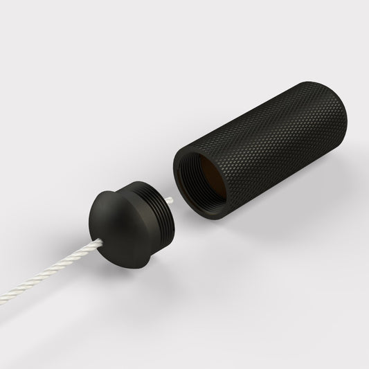 Brass Knurled Pull Cord Light Switch in Black