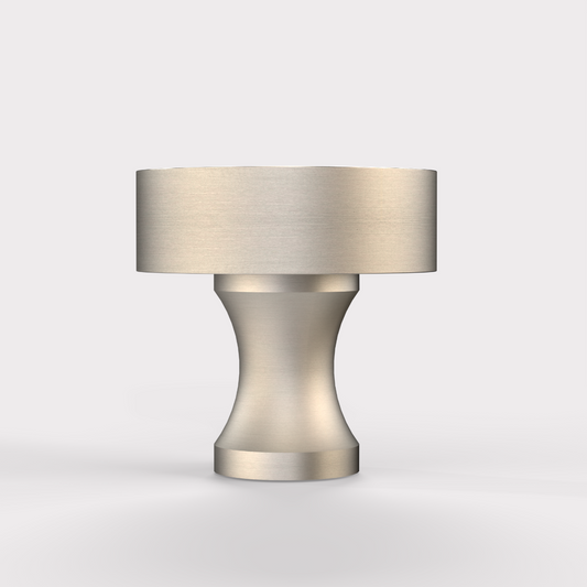 Brass & Walnut Wood Round Door Knobs in Silver