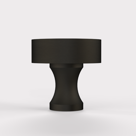 Brass & Oak Wood Round Door Knobs in Black