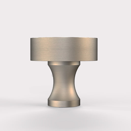 Brass & Brown Leather Round Door Knobs in Silver