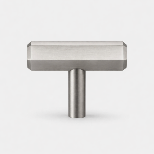 Solid Brass Hexagonal T Bar Handles in Silver