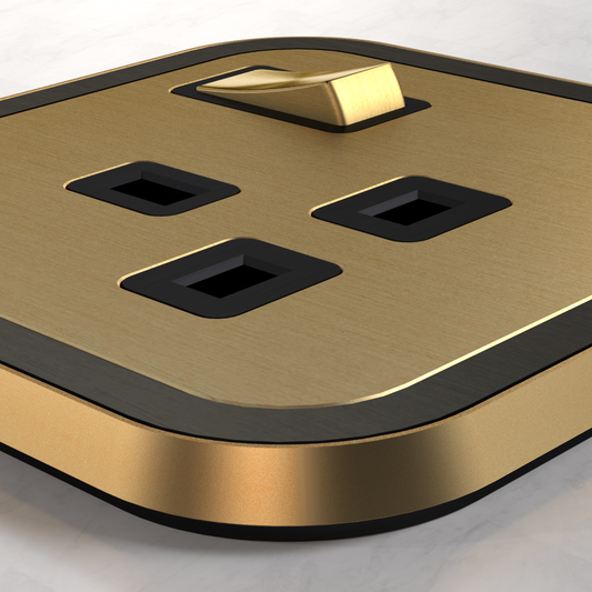 1G UK Plug Socket (13A) in Gold & Black