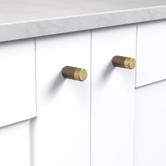 Antique Brass Linear Cylinder Pulls With Tip in Gold