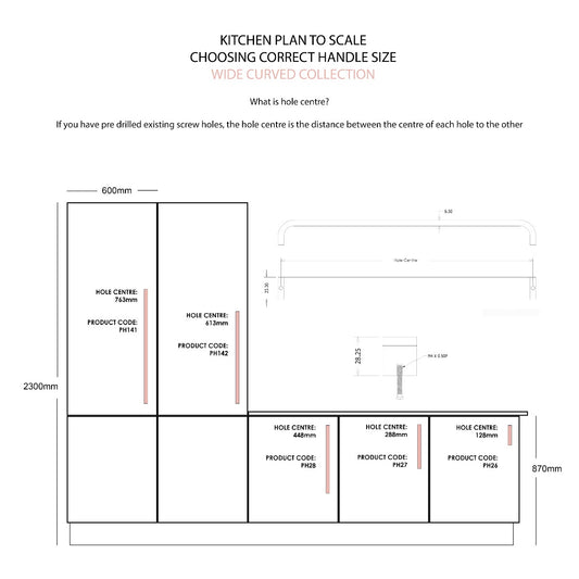 Brass Wide Curved Cabinet Handles in Gold - 128mm