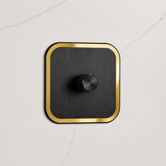 1G Dimmer Light Switch (150W) in Black & Gold Gloss