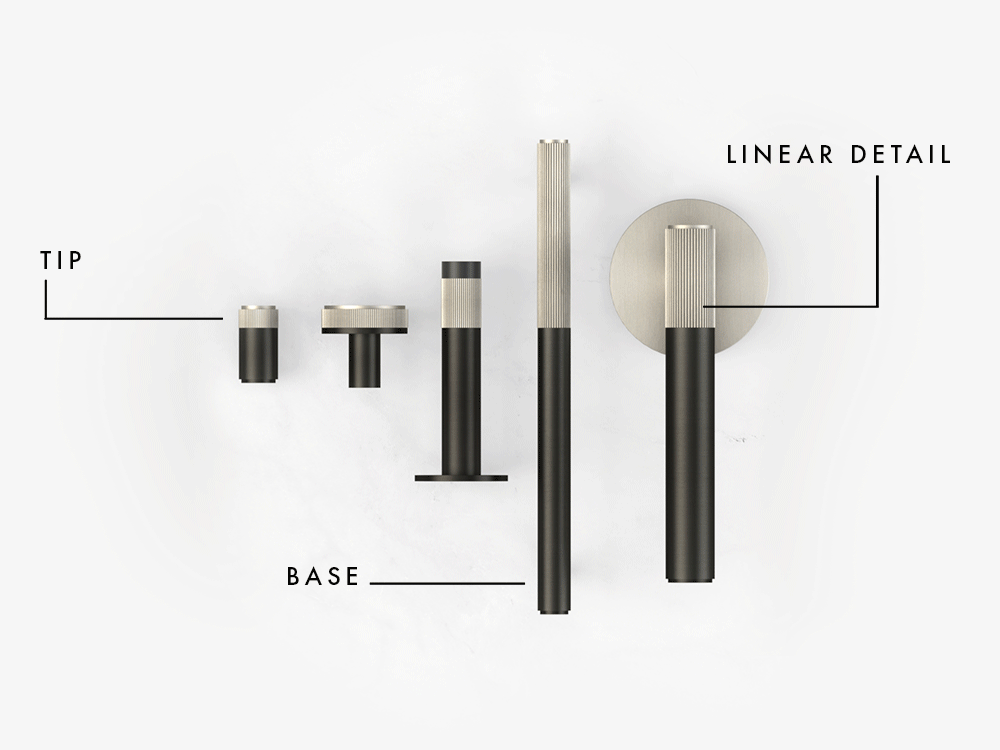Pushka products with interchangeable elements detailing the tip, base and linear detail