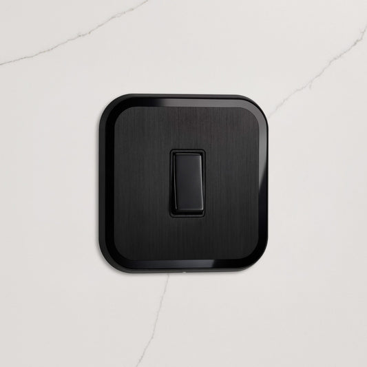 1G Rocker Light Switch (20A) in Black & Black Gloss