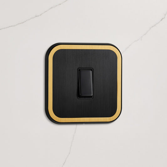 1G Rocker Light Switch (20A) in Black & Gold