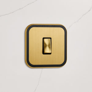 1G Rocker Light Switch (20A) in Gold & Black