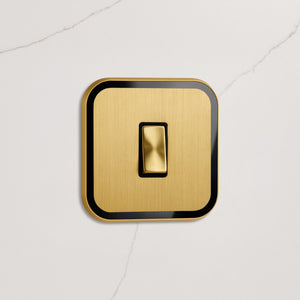 1G Rocker Light Switch (20A) in Gold & Black Gloss