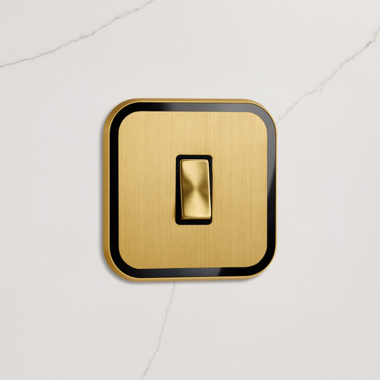 1G Rocker Light Switch (20A) in Gold & Black Gloss