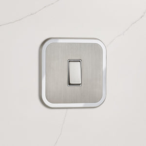 1G Rocker Light Switch (20A) in Silver & White Gloss