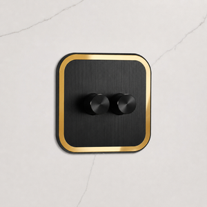 2G Dimmer Light Switch (150W) in Black & Gold Gloss