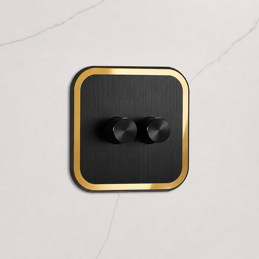 2G Dimmer Light Switch (150W) in Black & Gold Gloss