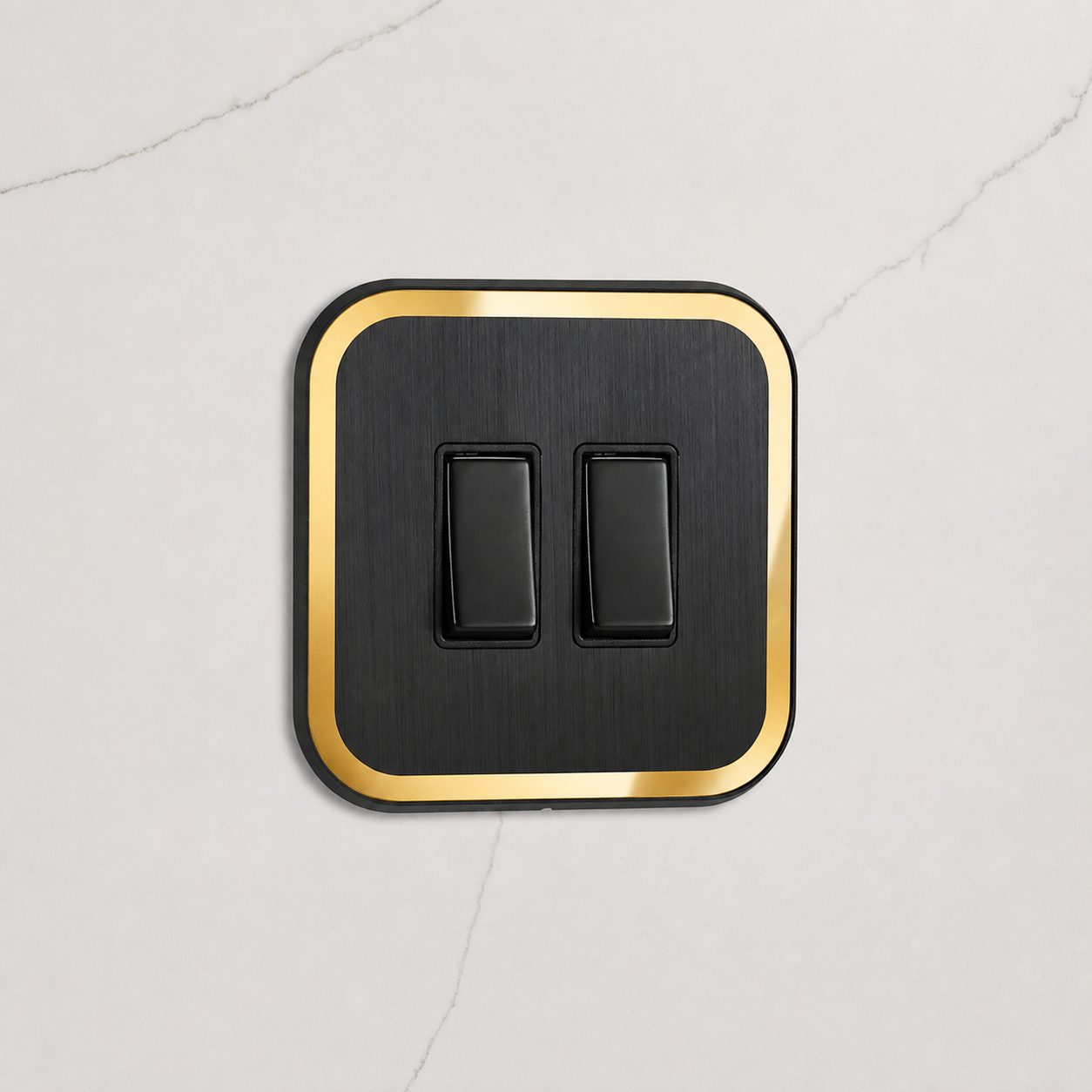 2G Rocker Light Switch (20A) in Black & Gold Gloss