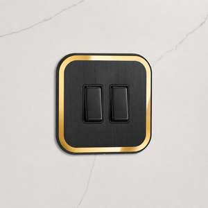 2G Rocker Light Switch (20A) in Black & Gold Gloss