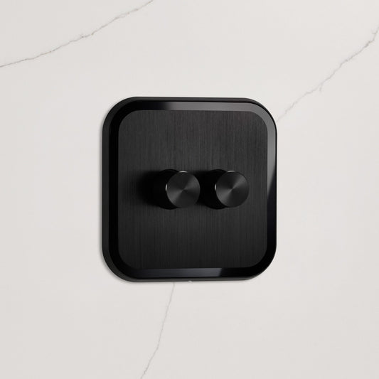 2G Dimmer Light Switch (150W) in Black & Black Gloss